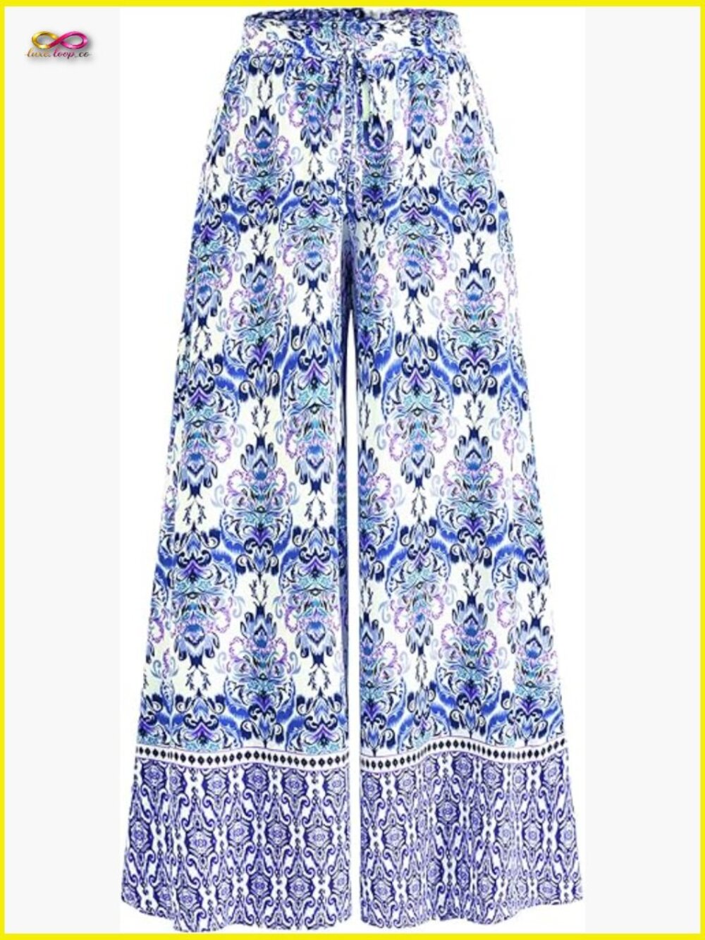 Wide Leg Palazzo Pants with Pockets Flowy High Waist Boho Lounge Trousers